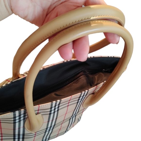 Burberry London Blue Label Check Nylon & Leather Tote Bag - Picture 12 of 16